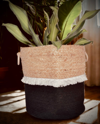 Midway Cotton Rope and Jute Basket- 14 inch