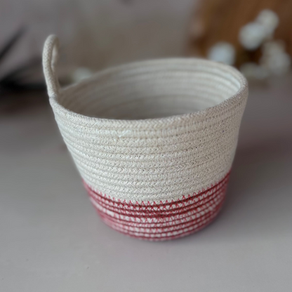 Cotton Rope Red and Black Planters- Set of 2