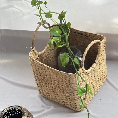 Seagrass Sage Square Basket- 8"