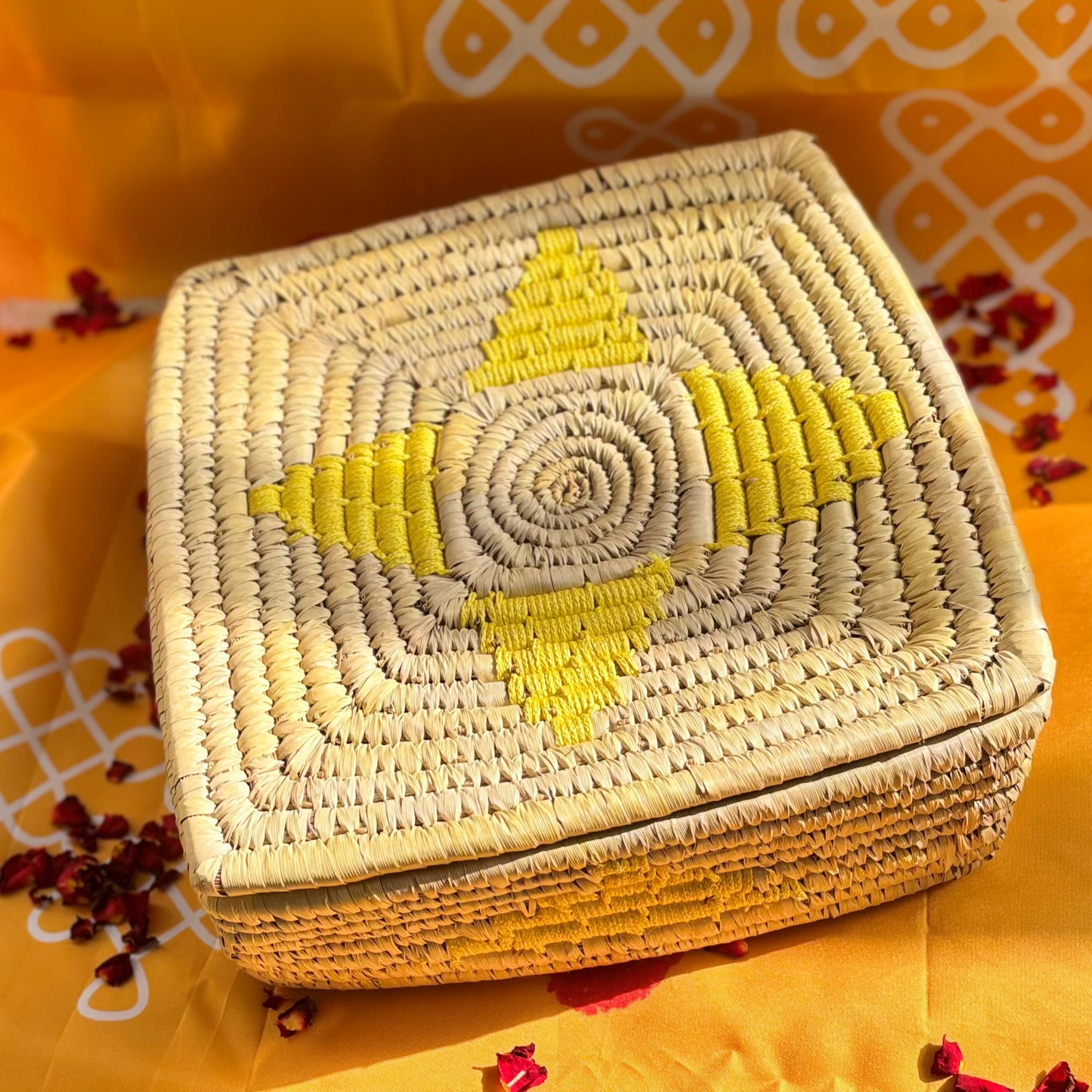 Handwoven Natural Fiber Square Box