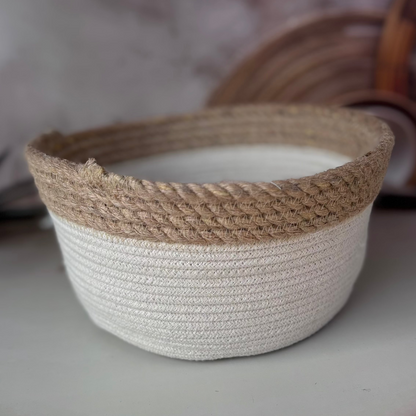 Cotton Rope White Nesting Bowls- Set Of 3