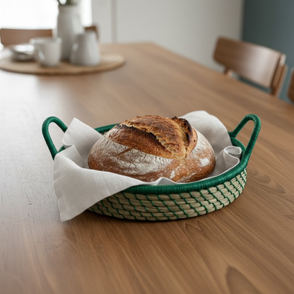 Handwoven Natural Fiber Green Tray- 10"