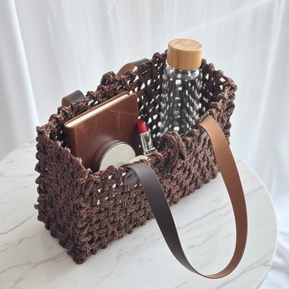 Handwoven Brown Mesh Bag- Medium