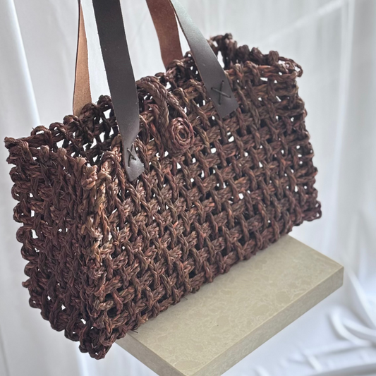 Handwoven Brown Mesh Bag- Medium