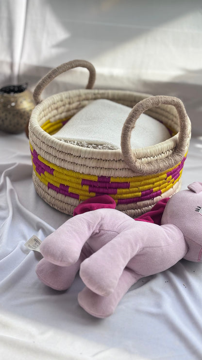 Natural Fiber Multicolor Basket- 12"