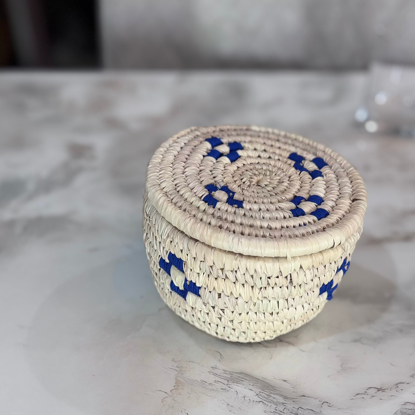Natural Fiber Evil Eye Set of 6 Coasters, with Box