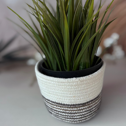 Cotton Rope Red and Black Planters- Set of 2