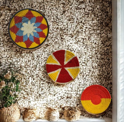 Handcrafted Sabai Grass Sunshine Wall Basket- Set of 3