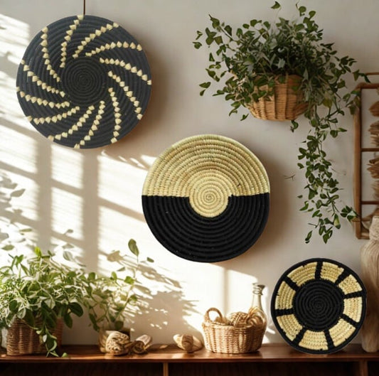 Handcrafted Sabai Grass Moonshadow Wall Basket- Set of 3