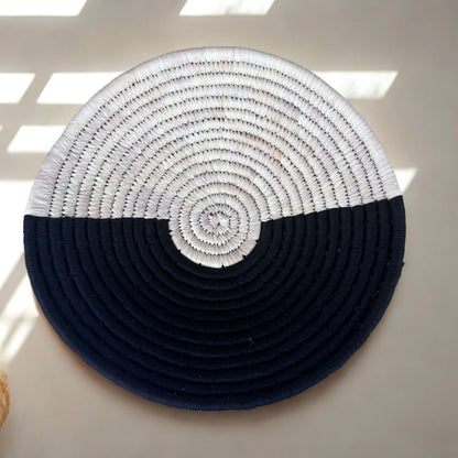 Handcrafted Sabai Grass Moonshadow Wall Basket- 10"