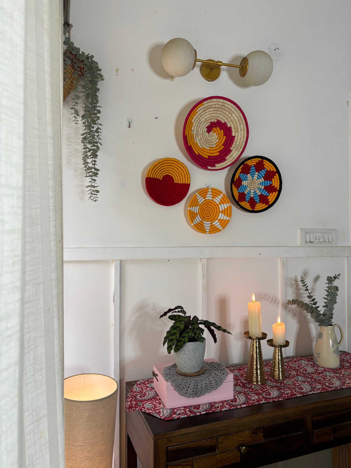 Handcrafted Sabai Grass Sunkissed Wall Basket- Set of 3