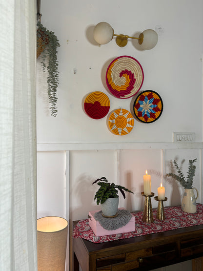 Handcrafted Sabai Grass Sunkissed Wall Basket- Set of 3