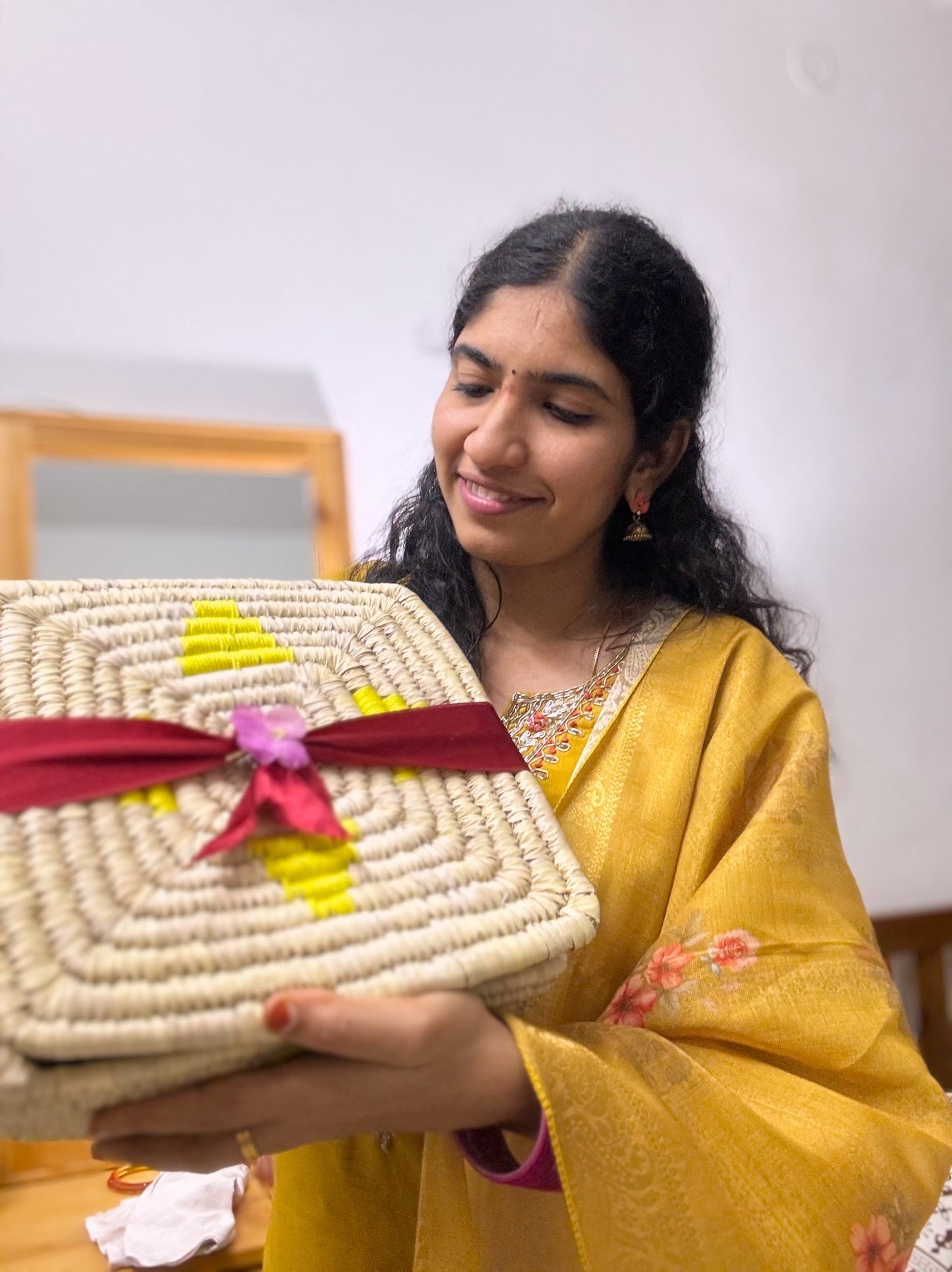 Handwoven Natural Fiber Square Box