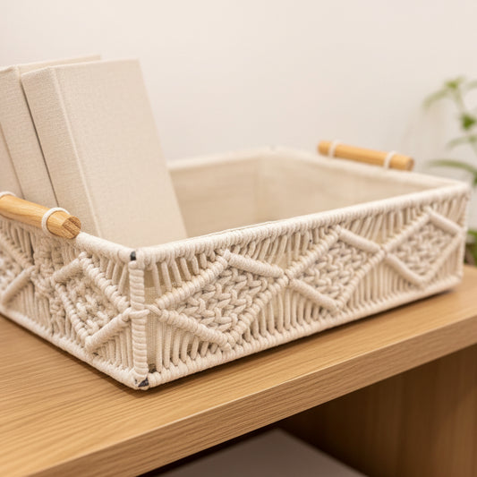 Macrame Rectangular Basket- Large