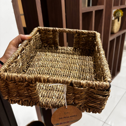 Natural Fiber Brown Tray- 10"