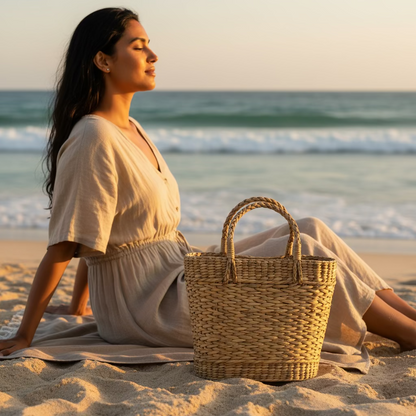 Seagrass Sage Shopping Bag- 11"