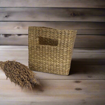 Seagrass Sage Square Basket- 8"