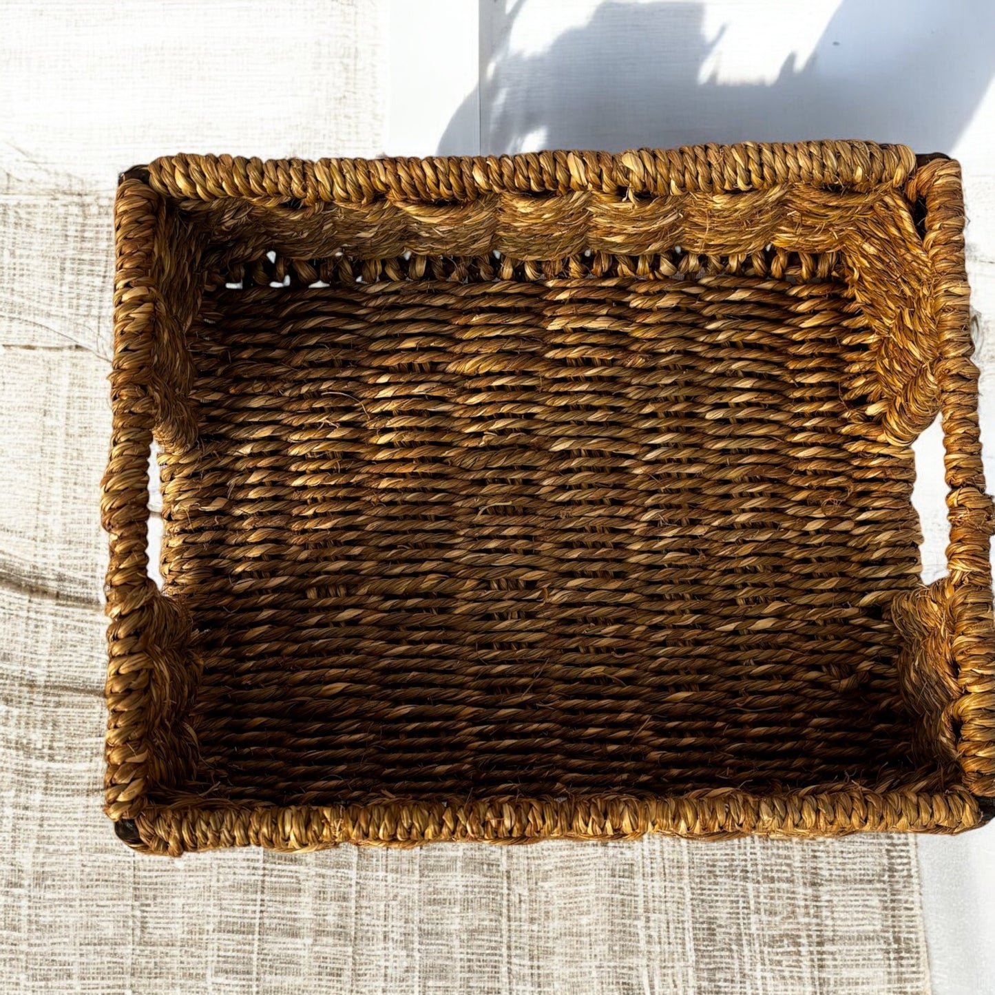 Natural Fiber Tray With Iron Frame