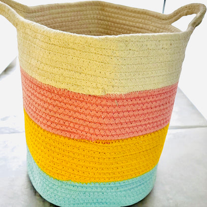 Cotton Rope Multicolor Basket- 10"