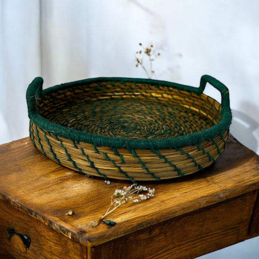Handwoven Natural Fiber Tray- Medium