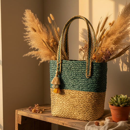 Natural Fiber Dual-Tone Shopping Bag
