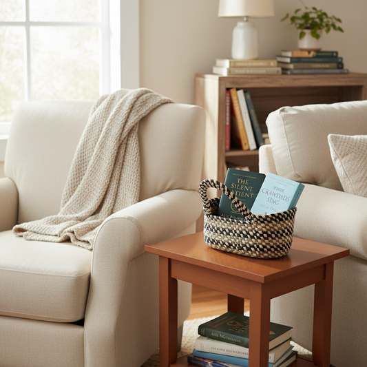 Natural Fiber Oval Desk Organizer