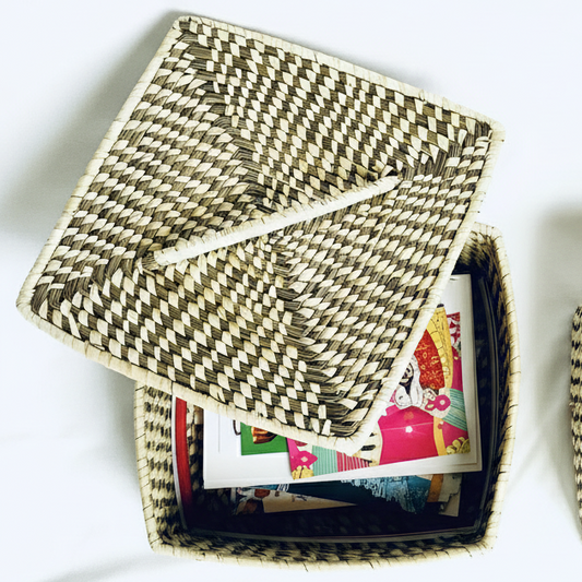 Handwoven Natural Fiber Square Organizer