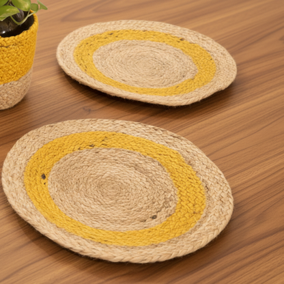 Jute 13"  Placemat | Beige and Yellow | 2 units