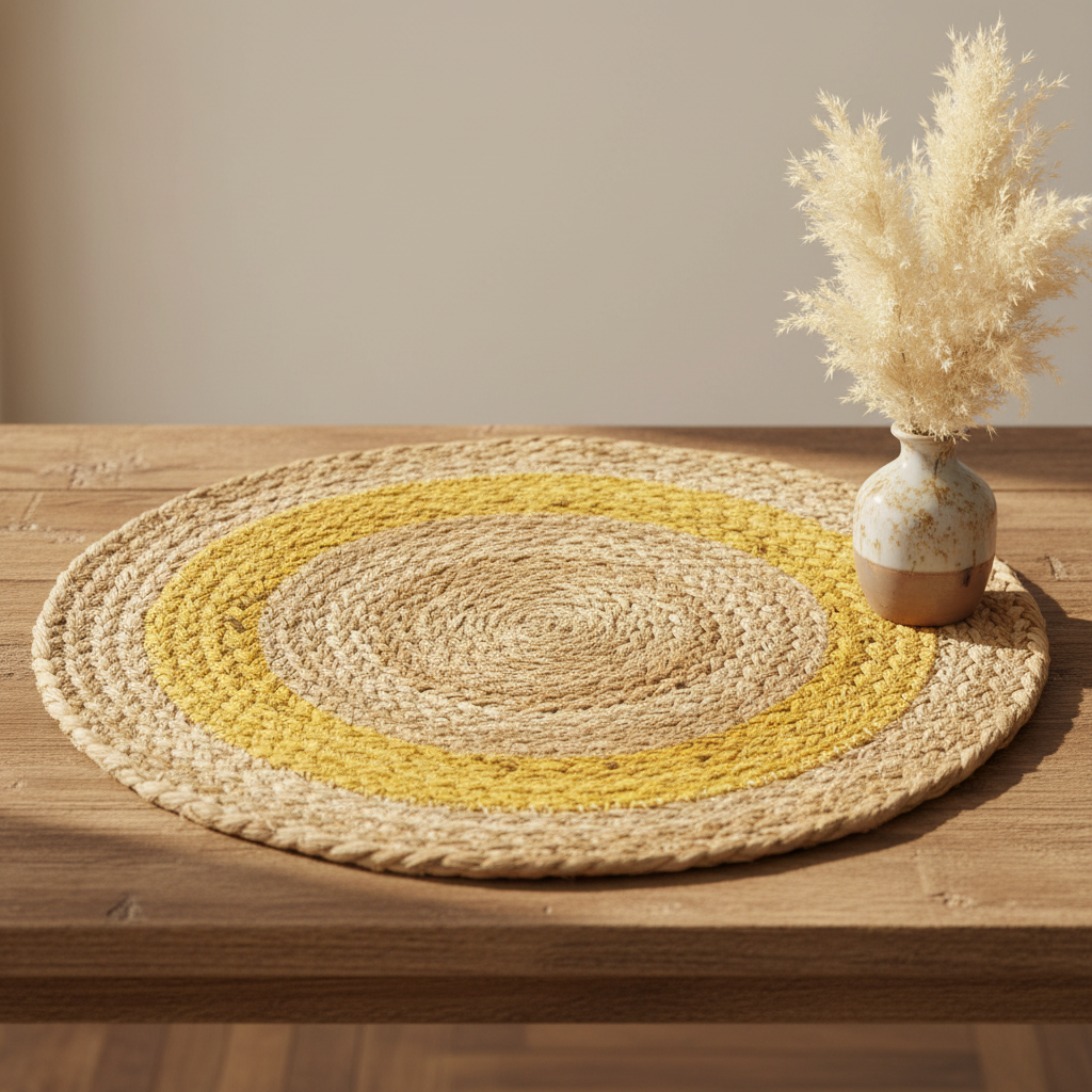 Jute 13"  Placemat | Beige and Yellow | 2 units