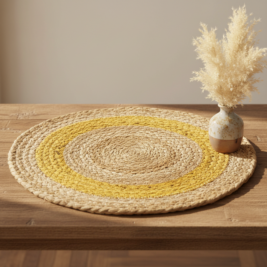 Jute 13"  Placemat | Beige and Yellow | 2 units