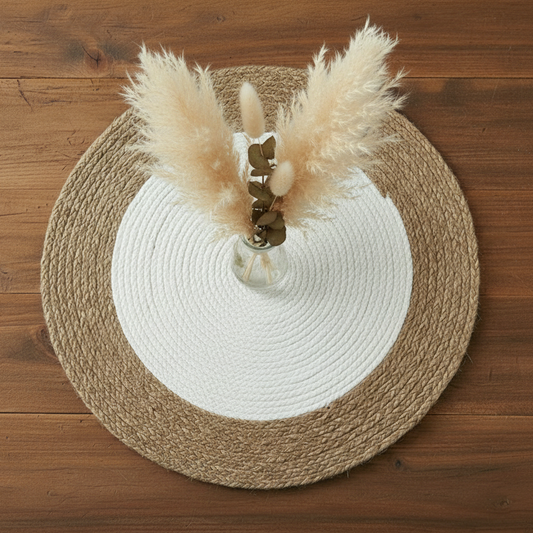Cotton Rope 13" Placemats | White and Beige | 2 units