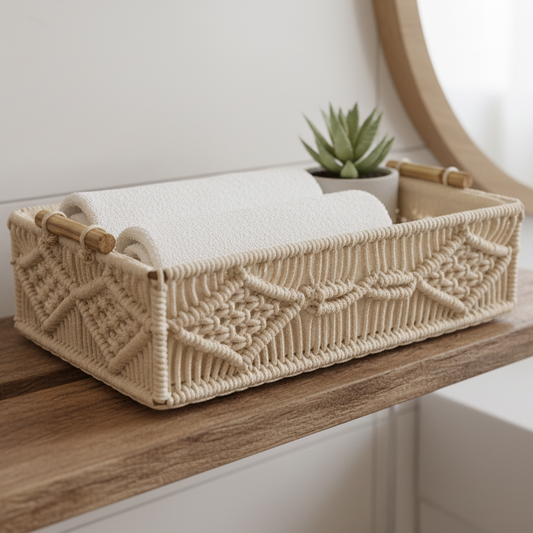 Macrame Rectangular Basket- Large
