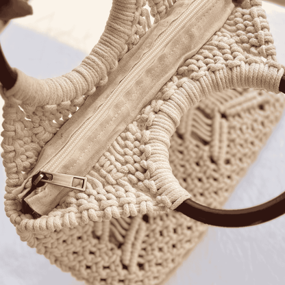 Handwoven Macrame White Handbag