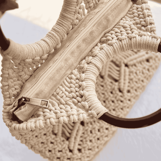 Handwoven Macrame White Handbag