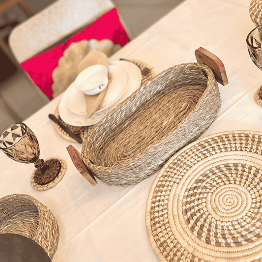 Sabai Grass Boat-shaped Basket | Natural | 14x7 inches