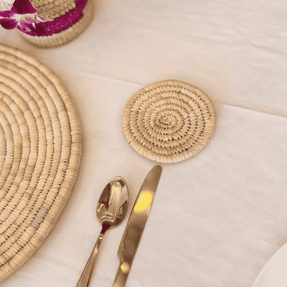 Sabai Grass 4" Full Binding Coasters | Natural | Set of 2