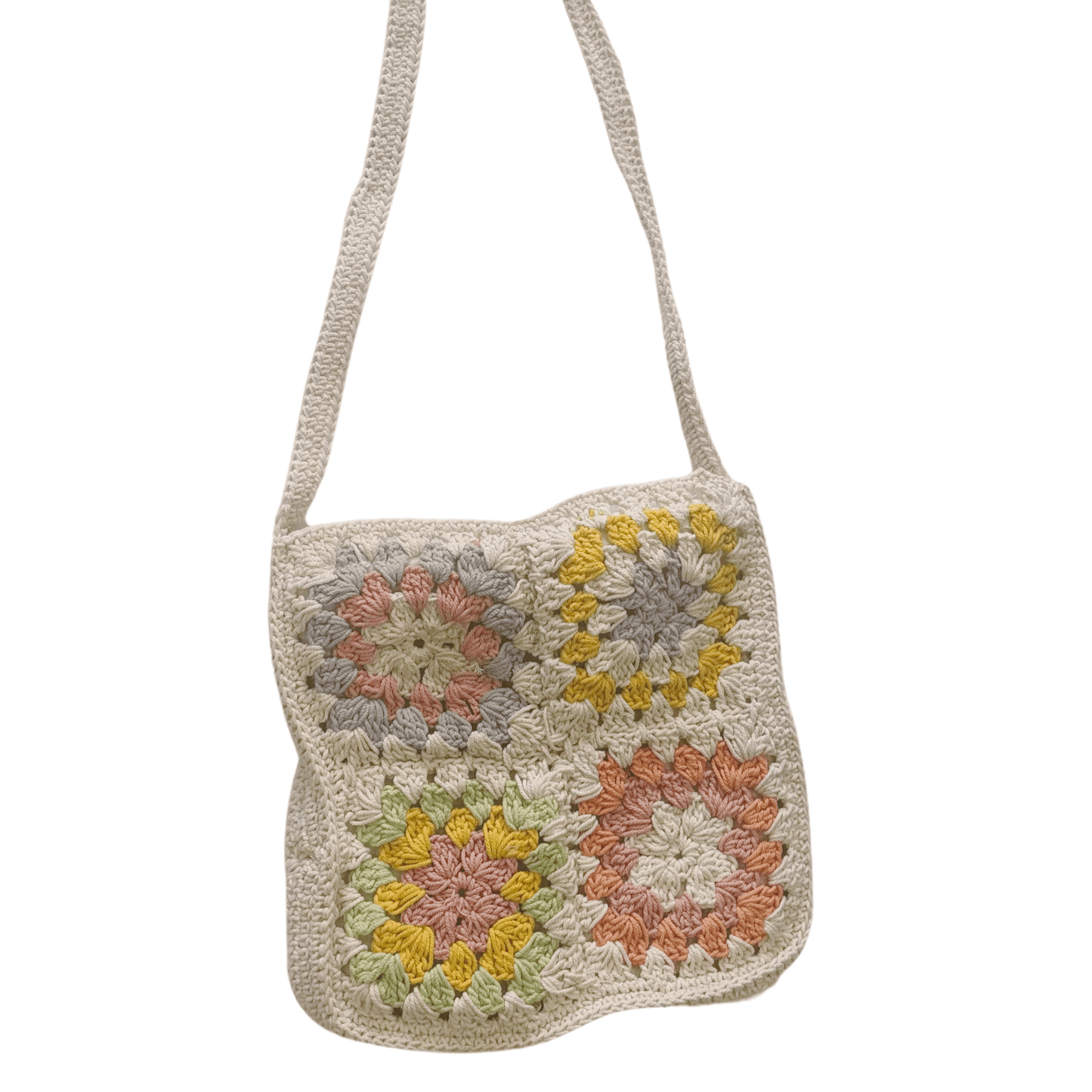 Crochet Square Floral Handbag | Multicolor | 9 inch