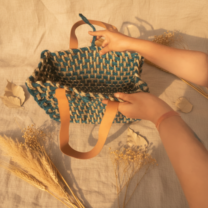Handwoven Natural Fiber Green Mesh Bag