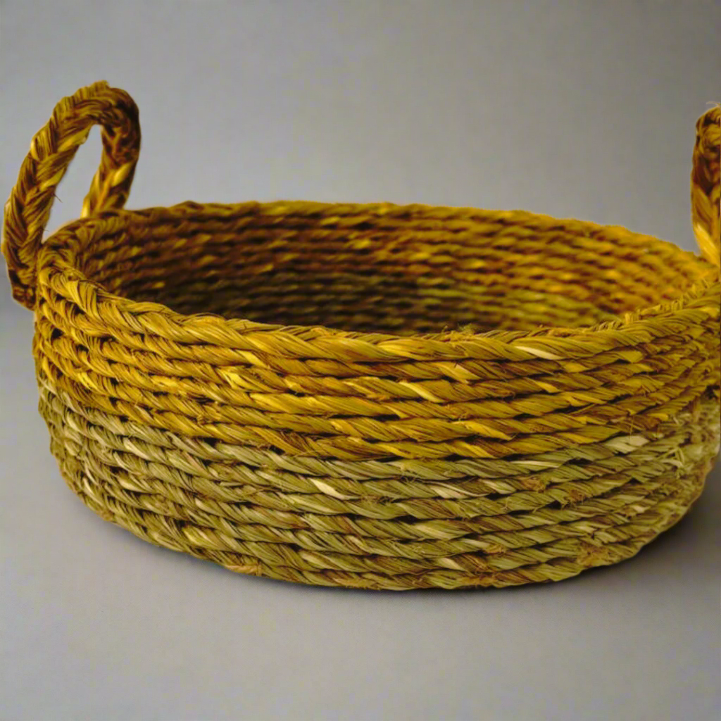 Handwoven Natural Fiber Tray- 12"x3"