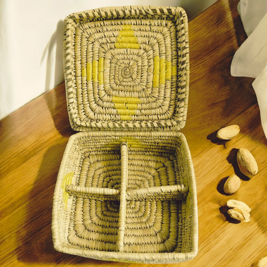 Handwoven Natural Fiber Square Box
