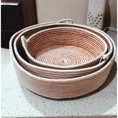 Cotton Rope Round Nesting Organizer- Set Of 3