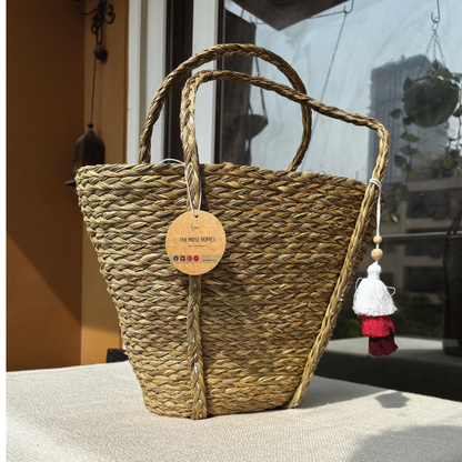 Handwoven Natural Fiber V- Bag