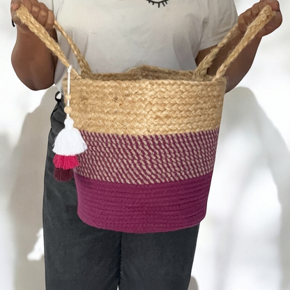 Cotton Rope Magenta Basket- 10"