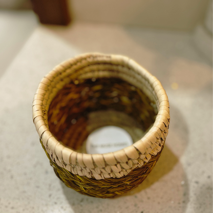 Handwoven Natural Fiber Desk Planter-4"