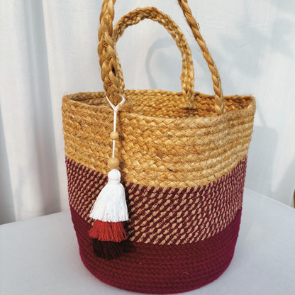 Cotton Rope Magenta Basket- 10"