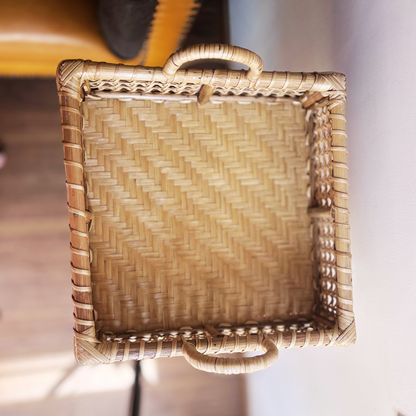 Cane Tray Square with Handle