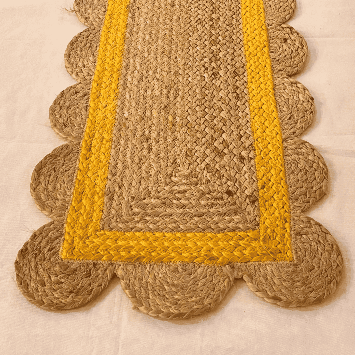 Jute Table Runner | Beige and Yellow | 49.5x13.5 inches