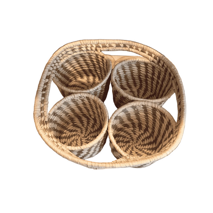Sabai Grass 4-in-1 Bowl set | Natural | 8x2.5 inches