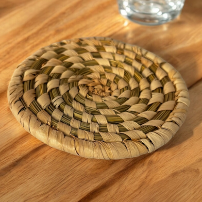 Handwoven Natural Fiber Coasters- Set of 2
