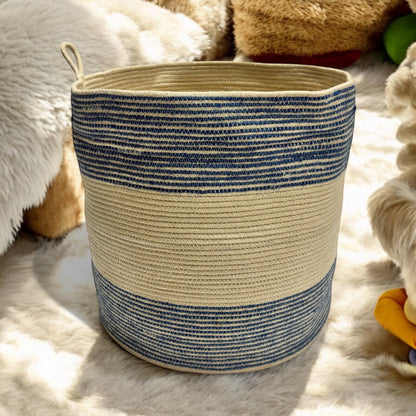 Cotton Rope Blue Basket-11"